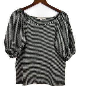 LOFT Striped Puff Bishop Sleeve Top Size Small